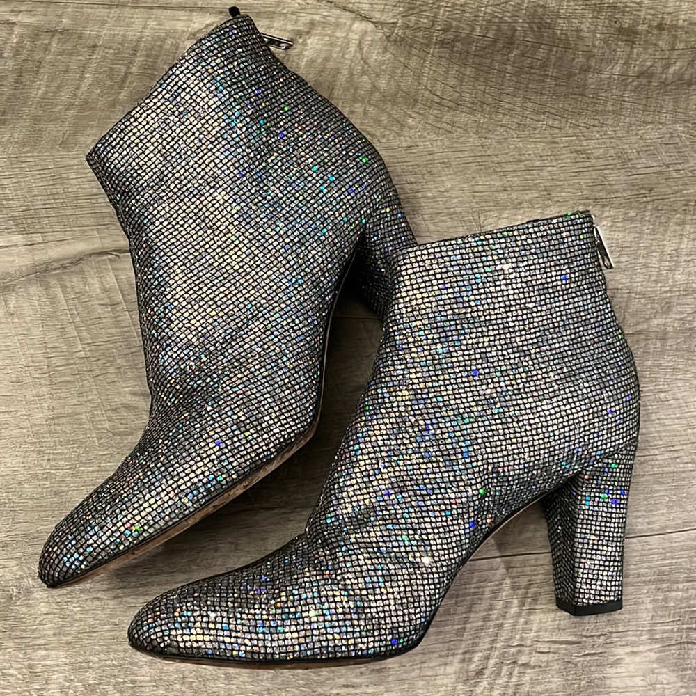 SJP Sarah Jessica Parker holographic sparkly glitter booties 39.5 or 8.5 US